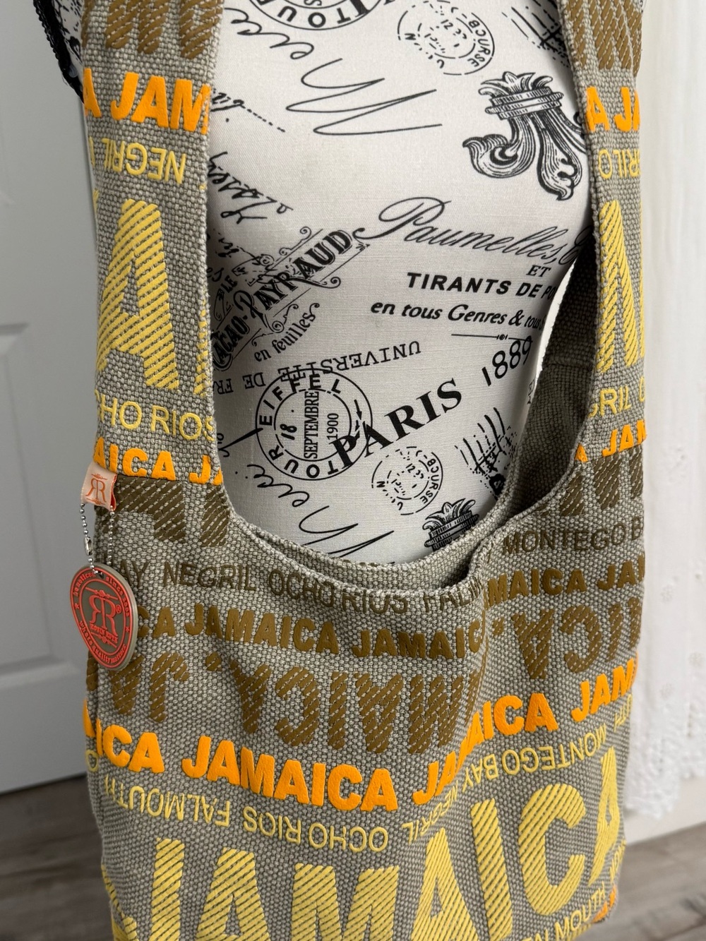Jamaica Print Canvas Crossbody Bag – Olive & Yellow